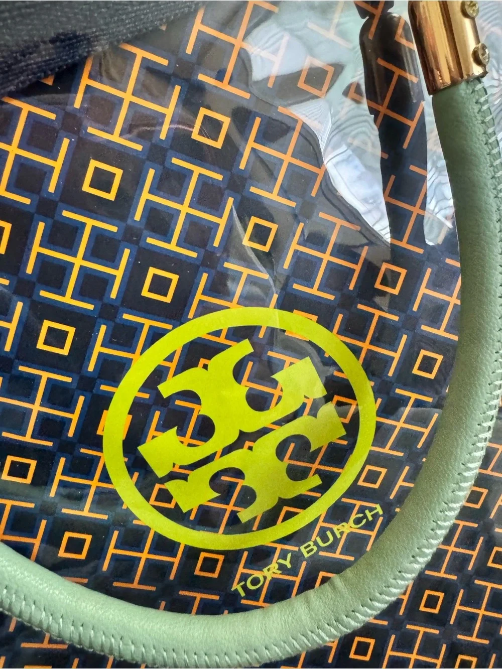 Upcycled Tory Burch Mini Tote – Green Handle Handcrafted Bag